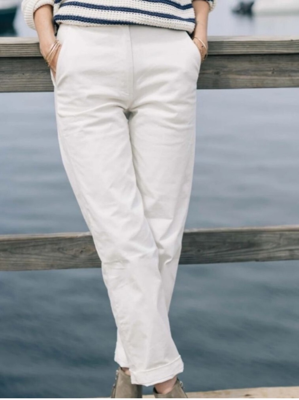 Able Ann Twill Straight Leg Pant Antique White Womens 14 NEW - Picture 10 of 10